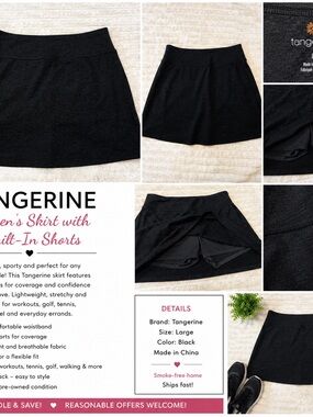 Tangerine Black Skirt with Built-In Shorts